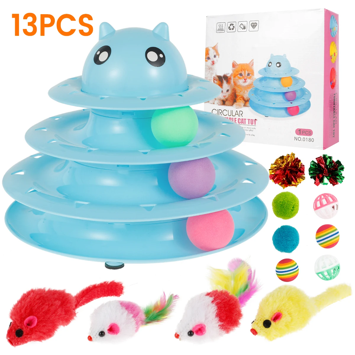 

14 шт./упаковка, интерактивный тренажер для кошек, 3 уровня