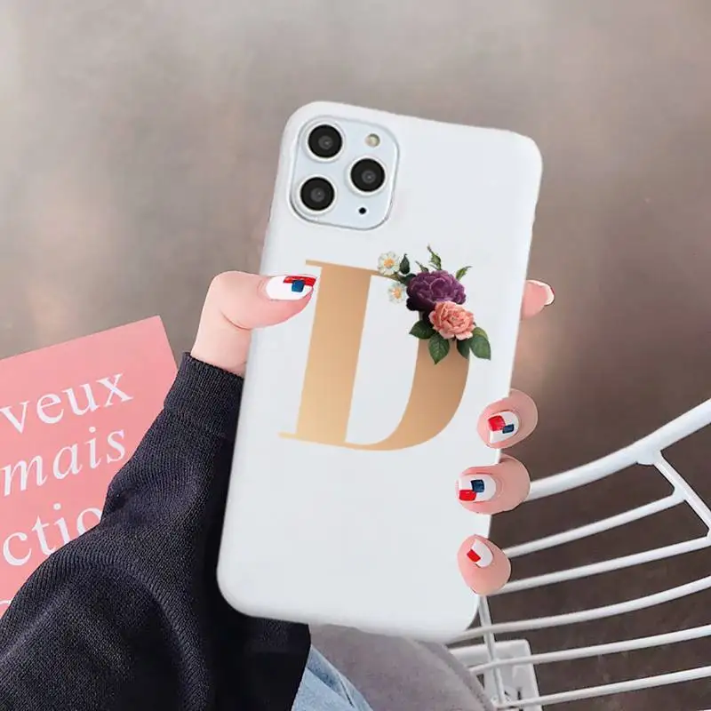 

Letter flower words aesthetics Phone Case Candy Color for iPhone 6 7 8 11 12 s mini pro X XS XR MAX Plus