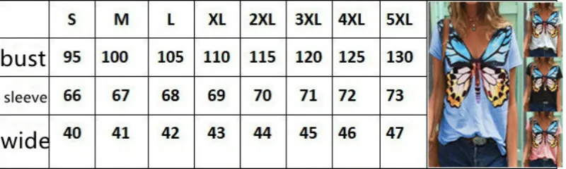 

Tops Summer Female 2021 New Fashion Print Butterfly Plus Size Women T-Shirts Casual V-Neck Lady Clothing Short Sleeve Lady Tee
