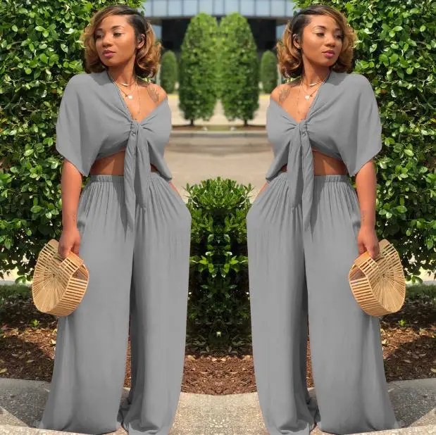 Женский летний комплект 2020 из 2 предметов с галстуком-бабочкой короткий рукав топ