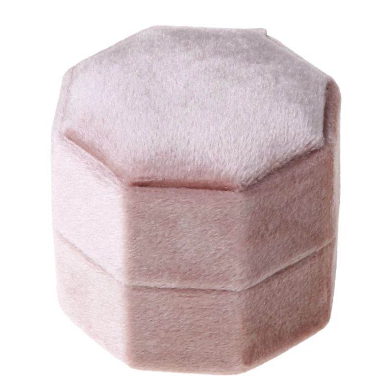 

Octagon Velvet Ring Box Single Ring Display Holder with Detachable Lid Ring Box Holder for Wedding Ceremony P9YF