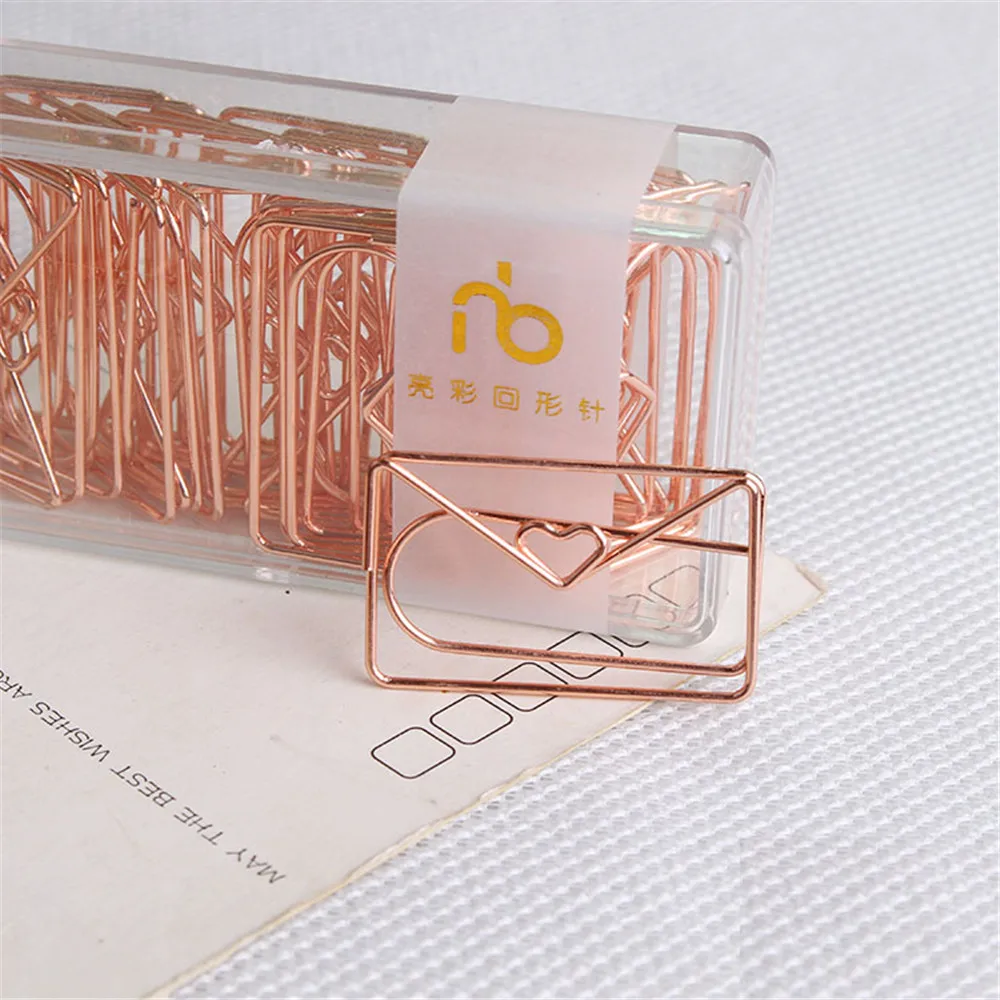 

Rose Gold Love Paper Clip Creative Special-shaped Modeling Clip Metal Office Accessories Paperclips Metal Paper Clips Bookmark
