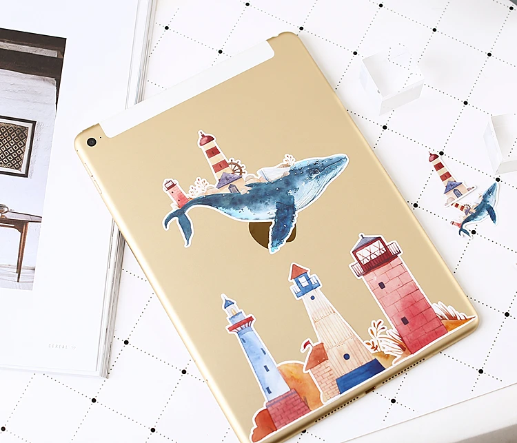 12 шт. КИТ и Маяк Стикеры s ремесла Скрапбукинг книга Студенческая этикетка