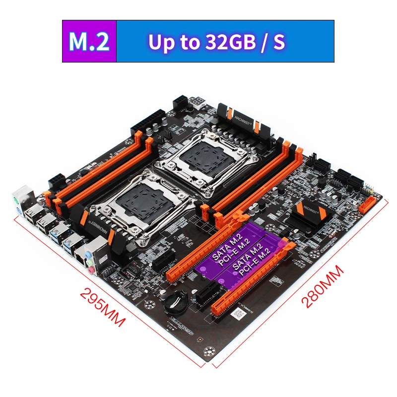 Материнские платы x99 с двумя CPU разъемами LGA 2011 3 Dual USB3.0 SATA3.0 NVMe M.2 8 * DDR4 до 128 ГБ