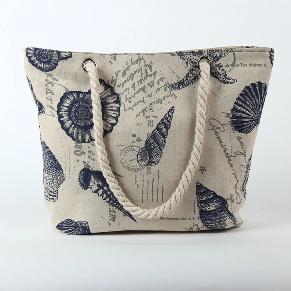 

Paris tower canvas printed beach shoulder creative women's rope shopping bag large summer handbag