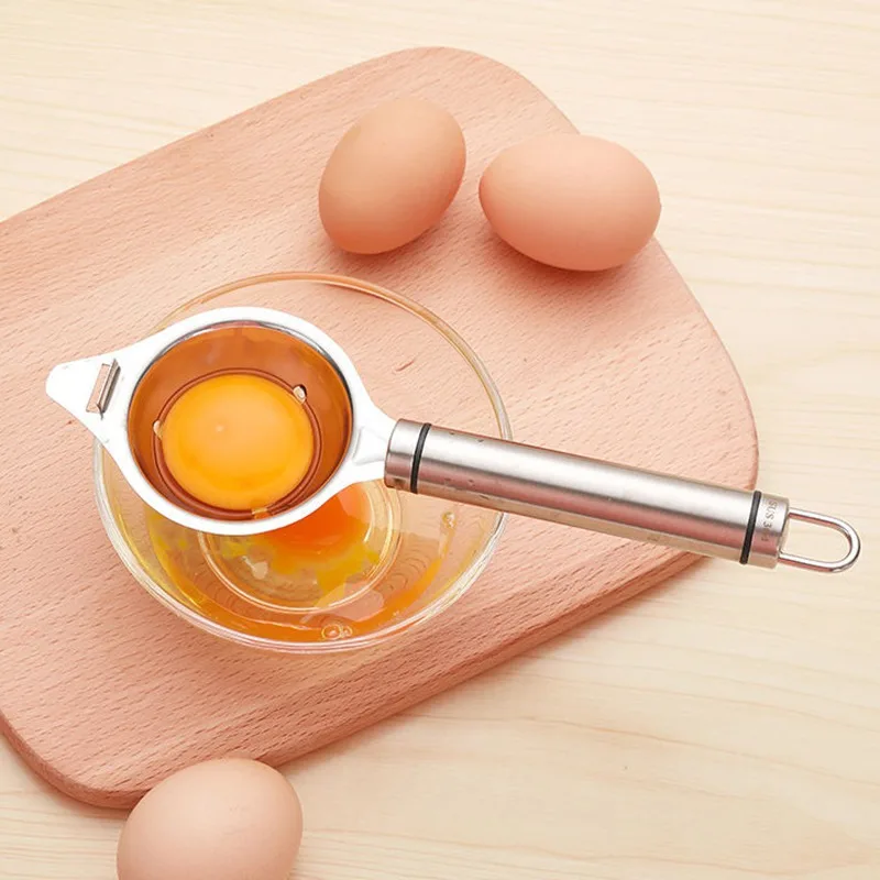 

304 Stainless Steel Household Kitchen Portable Long Handle Egg Yolk Egg White Separator Has Hanging Holes To Hang