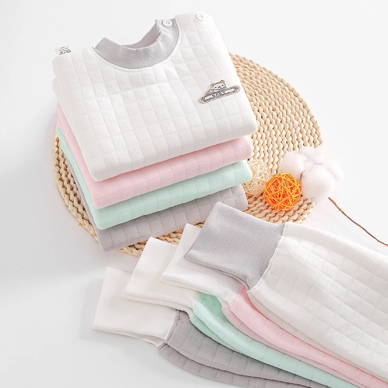 Комплекты одежды для маленьких мальчиков и девочек весенне-осенняя однотонная