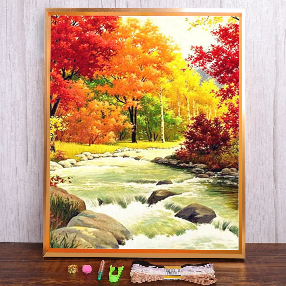 

Scenery Landscape Printed Canvas 11CT Cross Stitch Embroidery Complete Kit DMC Threads Handicraft Painting Knitting Magic