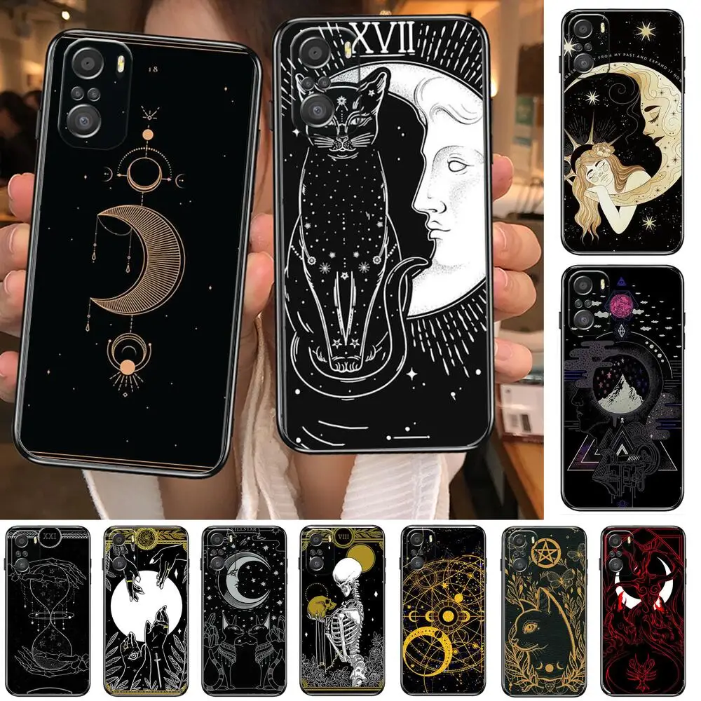 

Witch Moon Tarot Mysterious Totem Phone Case For xiaomi mi 11 Lite pro Ultra 10s 9 8 MIX 4 FOLD 10T 5g Black Cover Silicone Back