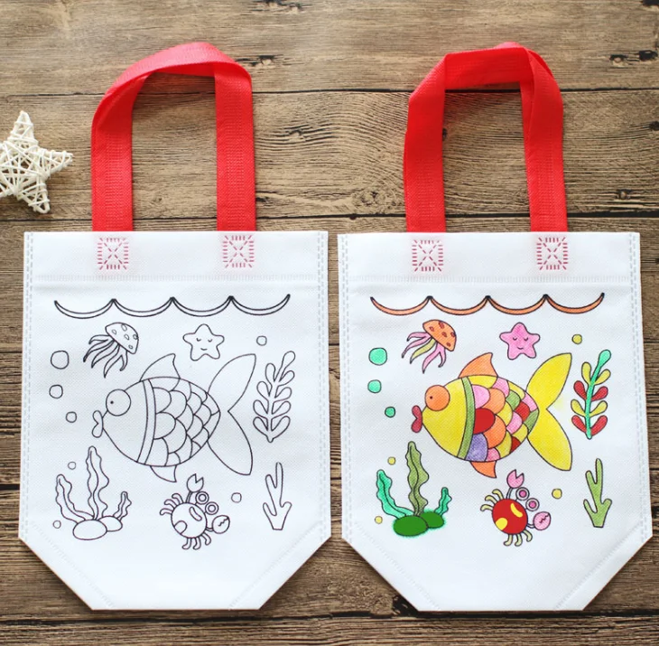 10 шт случайный узор DIY Ручная роспись тканевые сумки для детей граффити живопись