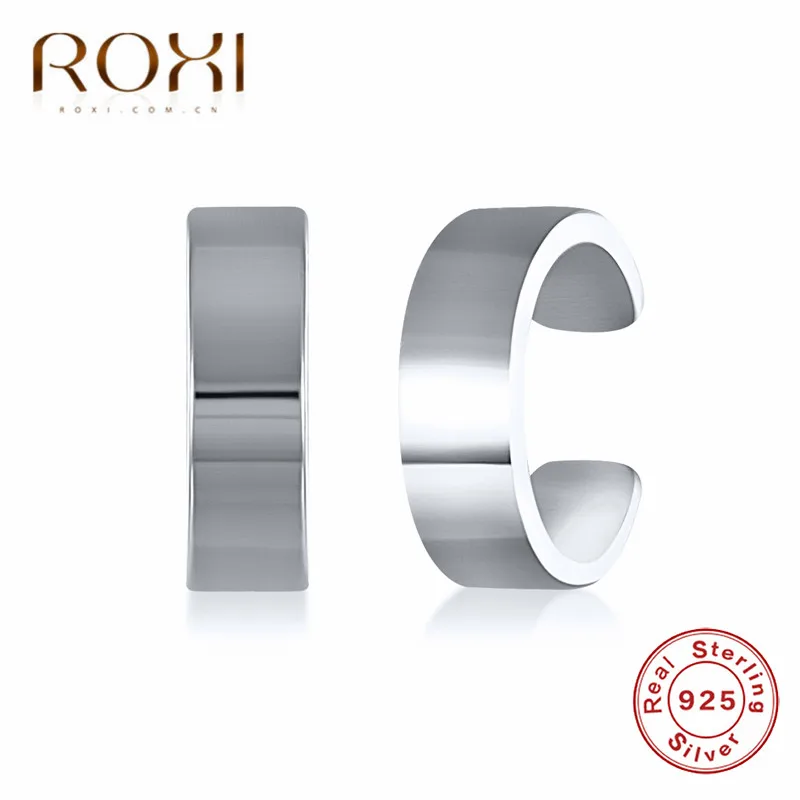 ROXI 925 Solid Sterling Silver Earring without Piercing Geometric Round Ear Cuff Minimalist Cartilage Earrings for Women Jewelry | Украшения