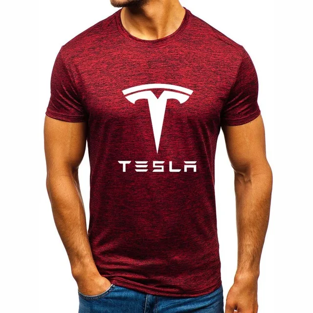 Летняя мужская футболка с принтом логотипа Tesla Car повседневная удобная Легкая