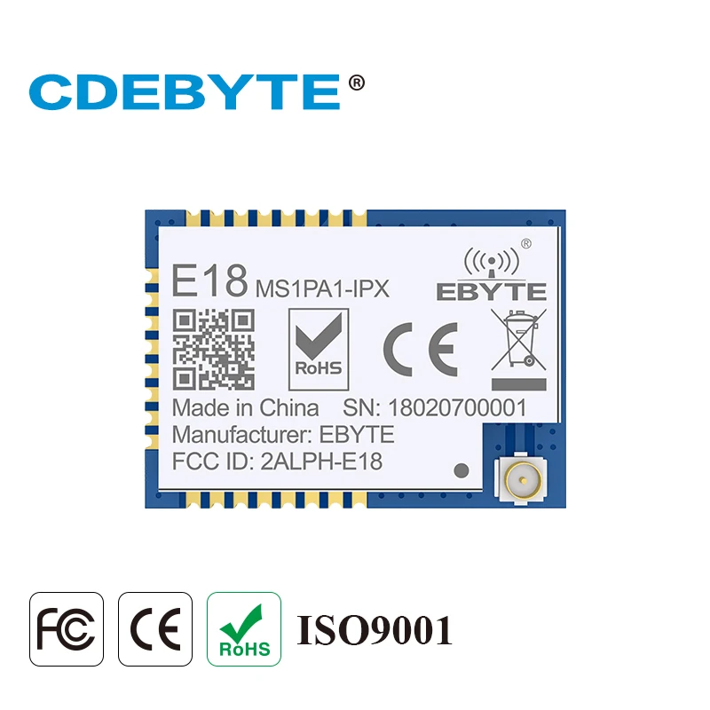 

Ebyte E18-MS1PA1-IPX CC2530 2.4GHz ZigBee Module UART IO PA CC2592 IPEX 20dBm 100mW Mesh Transmitter and Receiver