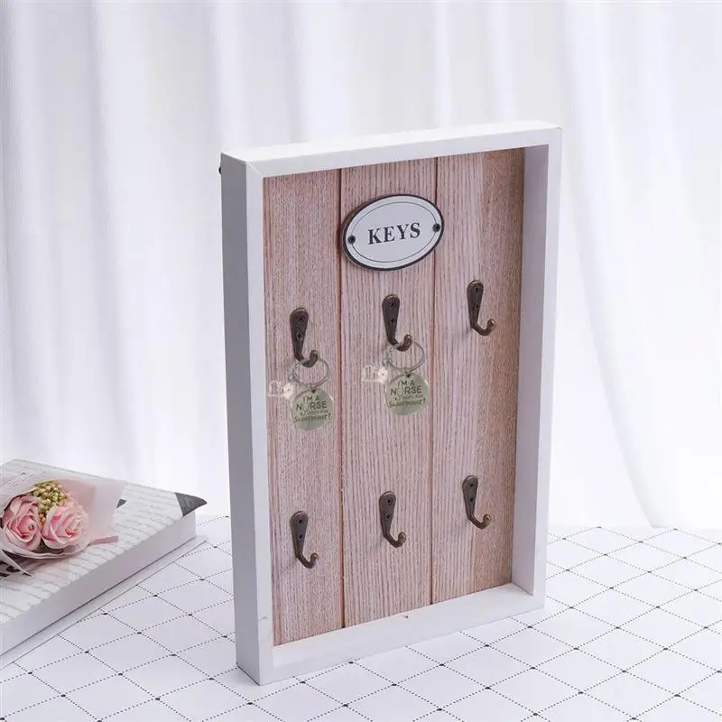

1PC European Style Wooden Storage Box Multifunctional Wall Key Bag Clothes Hook Storage Shelf for Home Wall Decoration