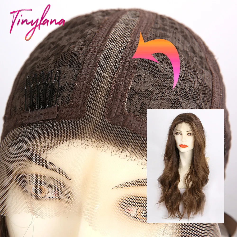 TINY LANA 100% Futura коричневые волнистые кружевные Передние синтетические парики с
