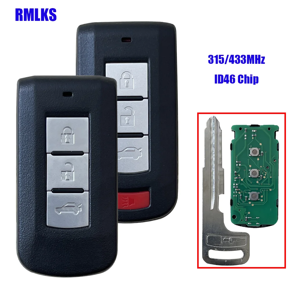 

Smart Keyless Entry Remote Car Key 315/433Mhz for Mitsubishi Lancer Outlander Galant ID46 PCF7952A Chip OUC644M-KEY-N