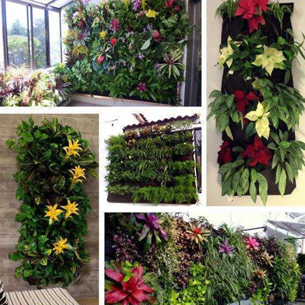 

Vertical Hanging Garden Planter Flower Pots Layout Waterproof Wall Mount Hanging Flowerpot Bag Indoor Outdoor Use