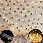 Светодиодная гирлянда с зажимами для фотографий, праздничное освещение с питанием от аккумулятора или USB, Рождественская елка, украшение для свадебной вечеринки, 2-10 м