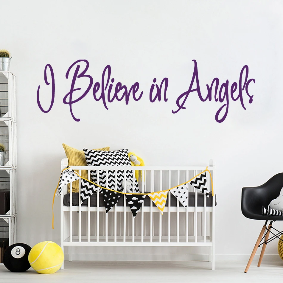 

Removable Vinyl Stickers I believe in Angels Home Decor Modern Acrylic Waterproof Wall Decals Home Decoration Wallpaper HQ721