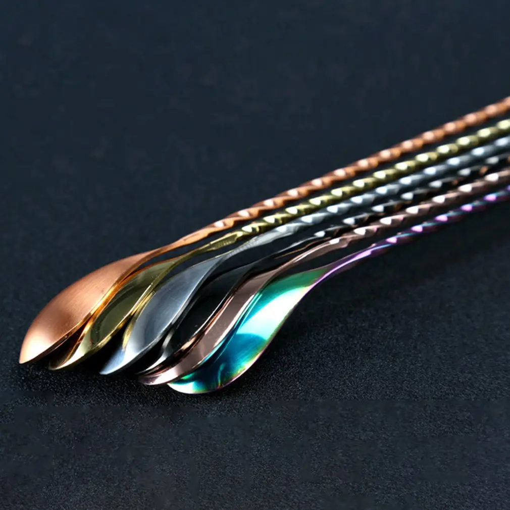 

Long Handled Coffee Teaspoons Stirring Spoon Stainless Steel Ice Cream Spoon Bar Drink Cocktail Mixing Spoon Colher