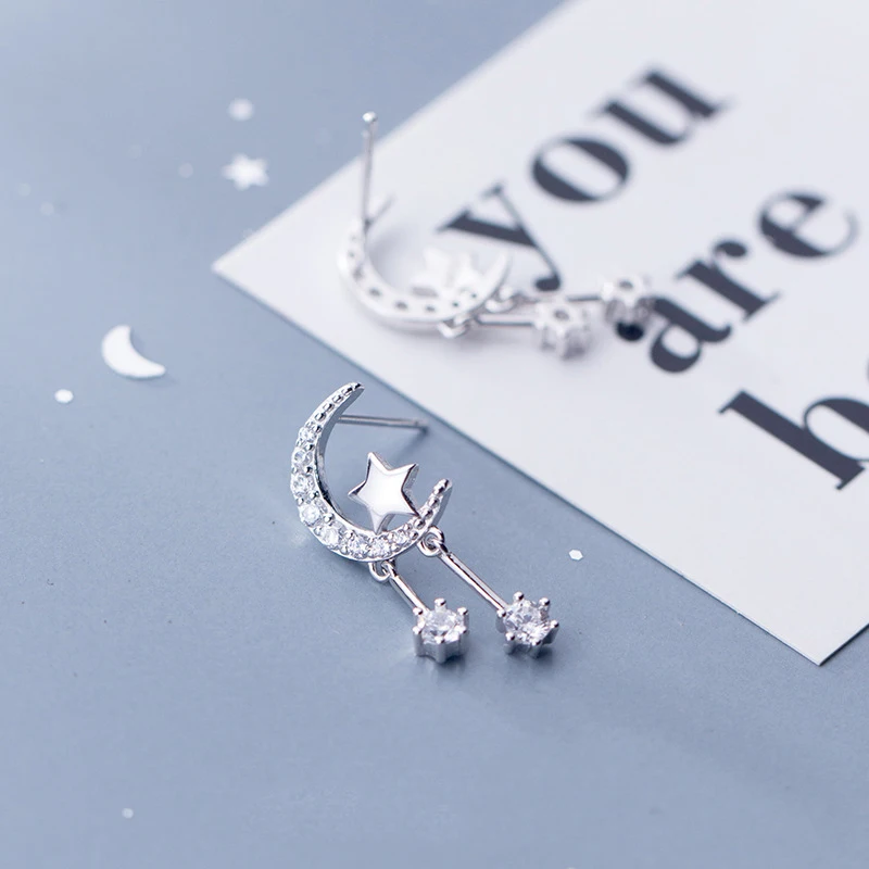 Серебряные серьги Trustdavis 100% пробы ювелирные изделия Модный CZ луна и искусство