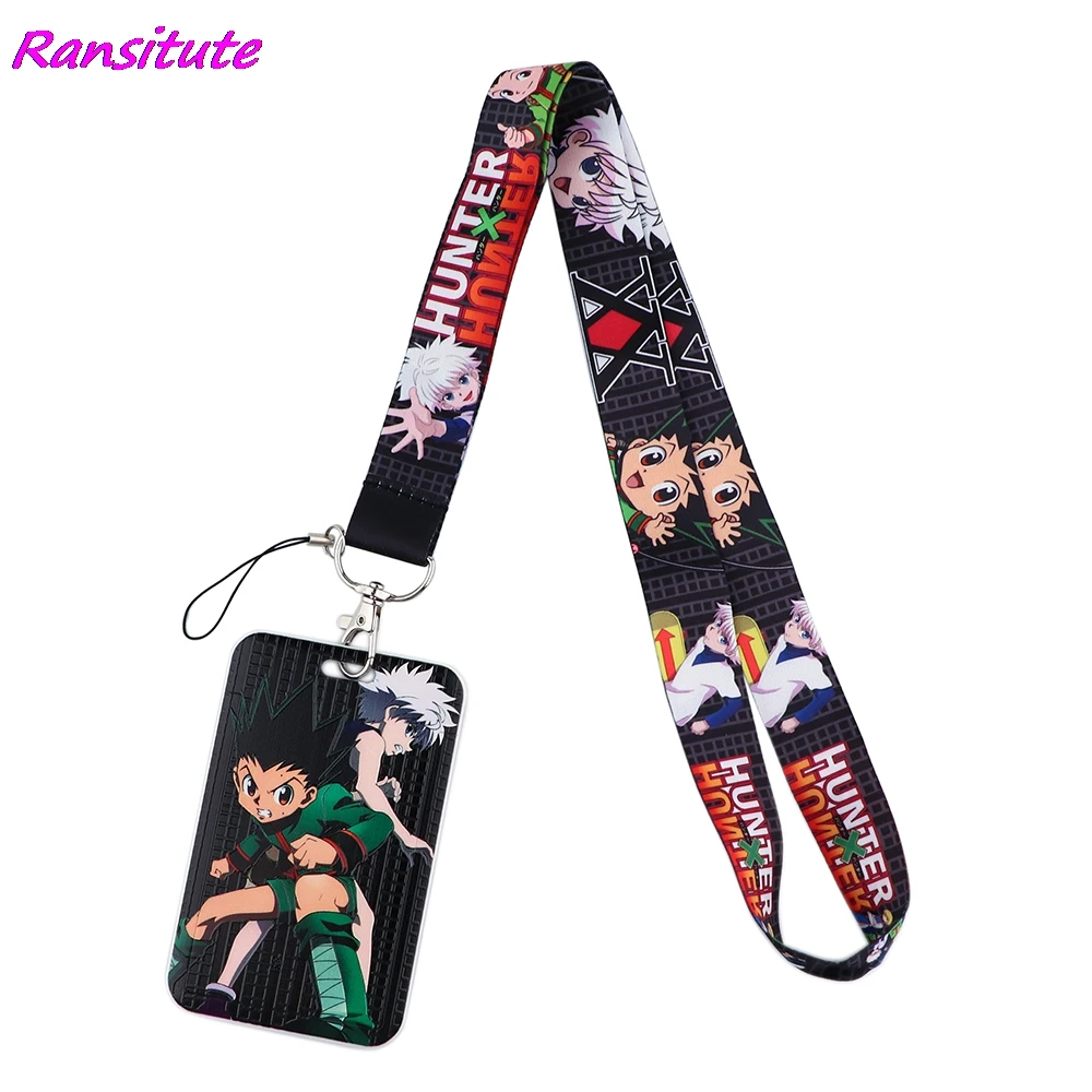 

Ransitute R1829 Hunter Boy Cartoon Lanyard Card Holder Student Hanging Neck Mobile Phone Lanyard Badge Subway Access Card Holder