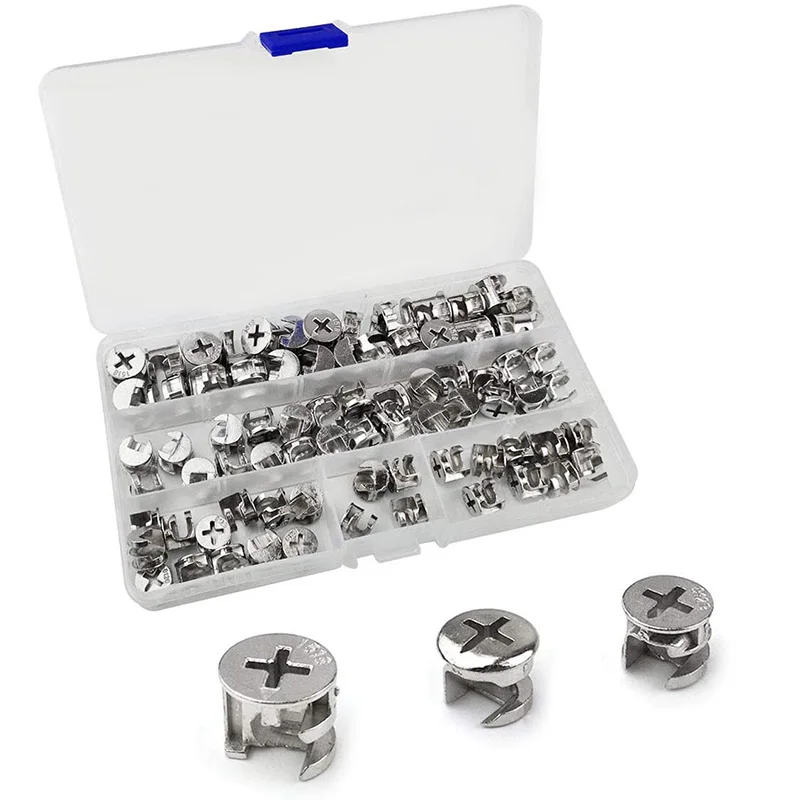 

New 75 Pcs Furniture Connecting Cam Lock Fittings, Furniture Connecting Fastener Cabinet Connectors Hardware Bolts