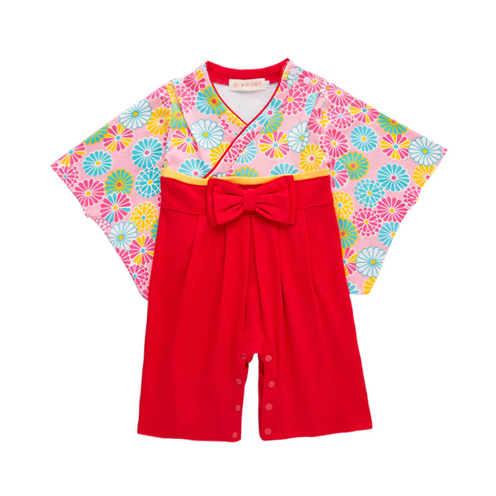 

Bambini neonati vestiti per ragazze cotone floreale fiocco Kimono manica lunga pagliaccetto pigiama vestiti per bambini pagliacc