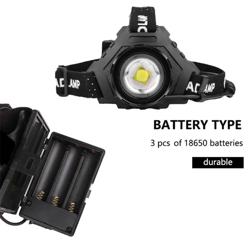 Налобный фонарь с зумом лм светодиодный фонарик XHP70LED умный USB налобный для