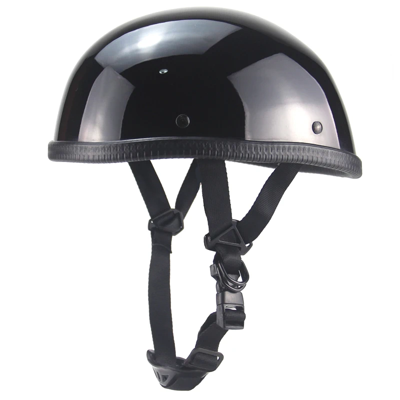 

Motorcycle Helmet PU Leather Style Black German Motorbike Open Face Half Helmet Chopper Biker Pilot Scooter Cruiser Moto Helmet