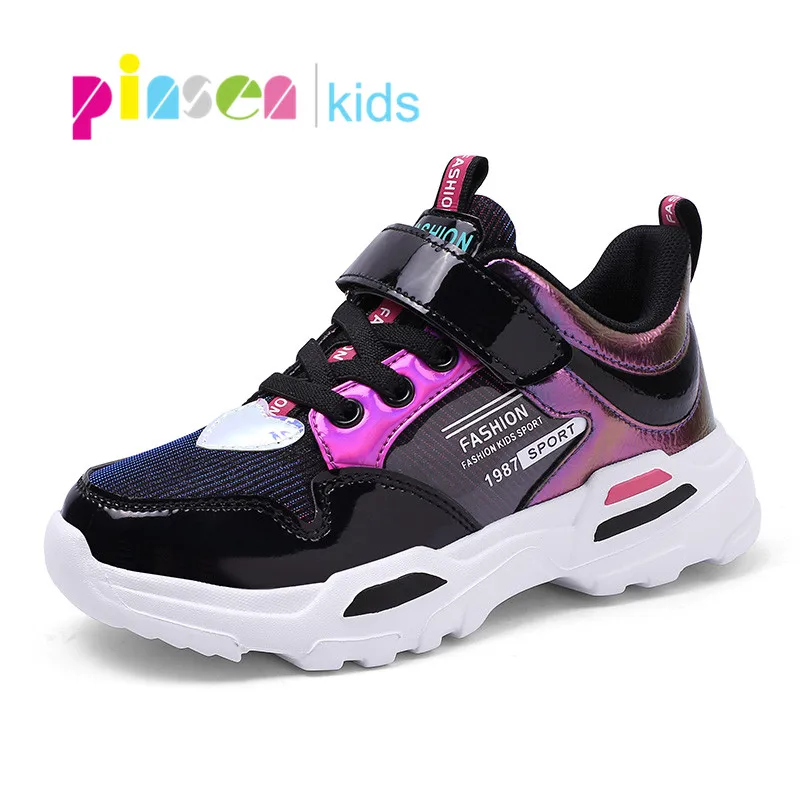 Осень 2019 детские кроссовки PINSEN обувь для девочек детская спортивная блестящая
