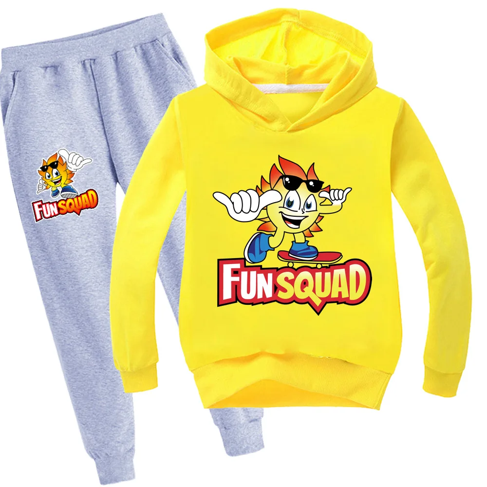 Fun Squad Children Clothing Boys Girls Hoodies Cotton Long Sleeve Sweatshirt Tops and Pants 2pcs Sets kids Tracksuit Outfits