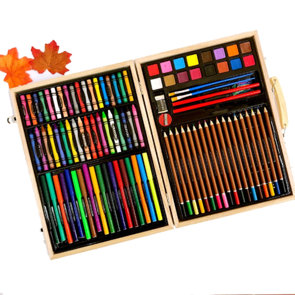 118 шт./компл. деревянная коробка красок класса Люкс Детский Цветной Ручка