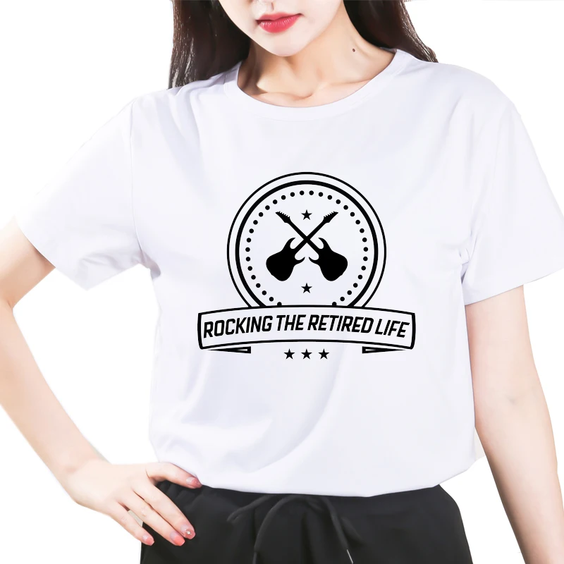 

Rocking the retired life Tshirt New Vogue Tshirt Graphic Tee Cute Women T-shirt Female Tee Shirt mother gift Tee Tshirt