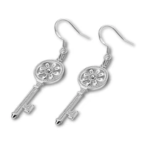 fashion 925 sterling silver key earrings for women cute and elegant charm earrings beautiful all match female accessories
