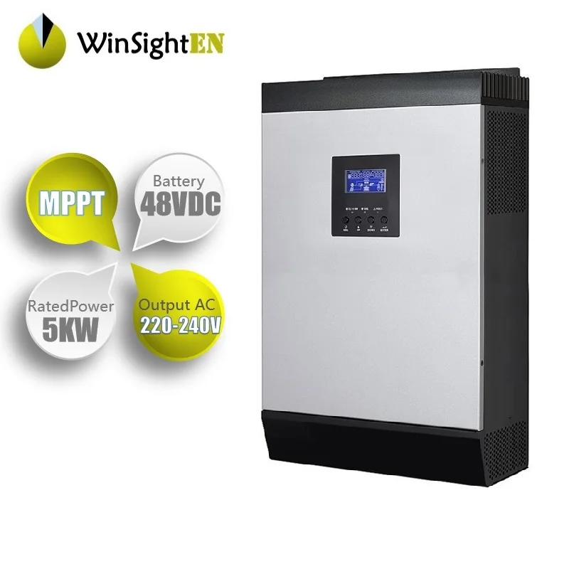 Гибридный солнечный инвертор 5000 Вт Чистая Синусоидальная волна 230VAC встроенный 48