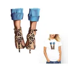 Нашивки на высоких каблуках с леопардовым принтом для девочек