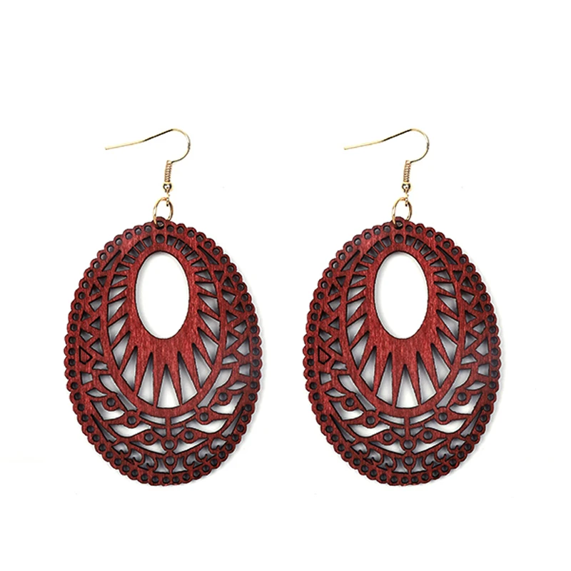 Винтажные черные полые серьги YULUCH из натурального дерева в форме капли воды для