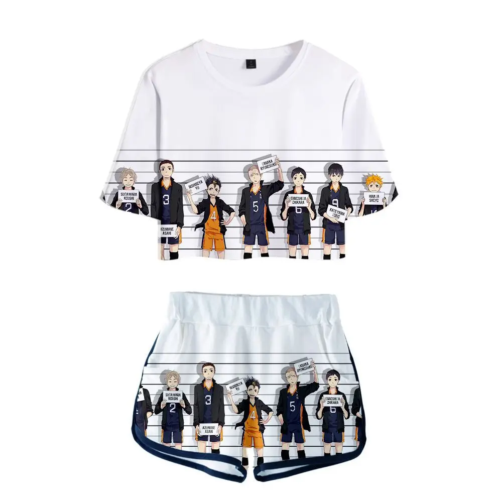 

Japan Anime Haikyuu Karasuno High School 3D Print Ladies Tracksuits Two Piece Set Top and Shorts 2 Piece Outfits Cosplay Costume