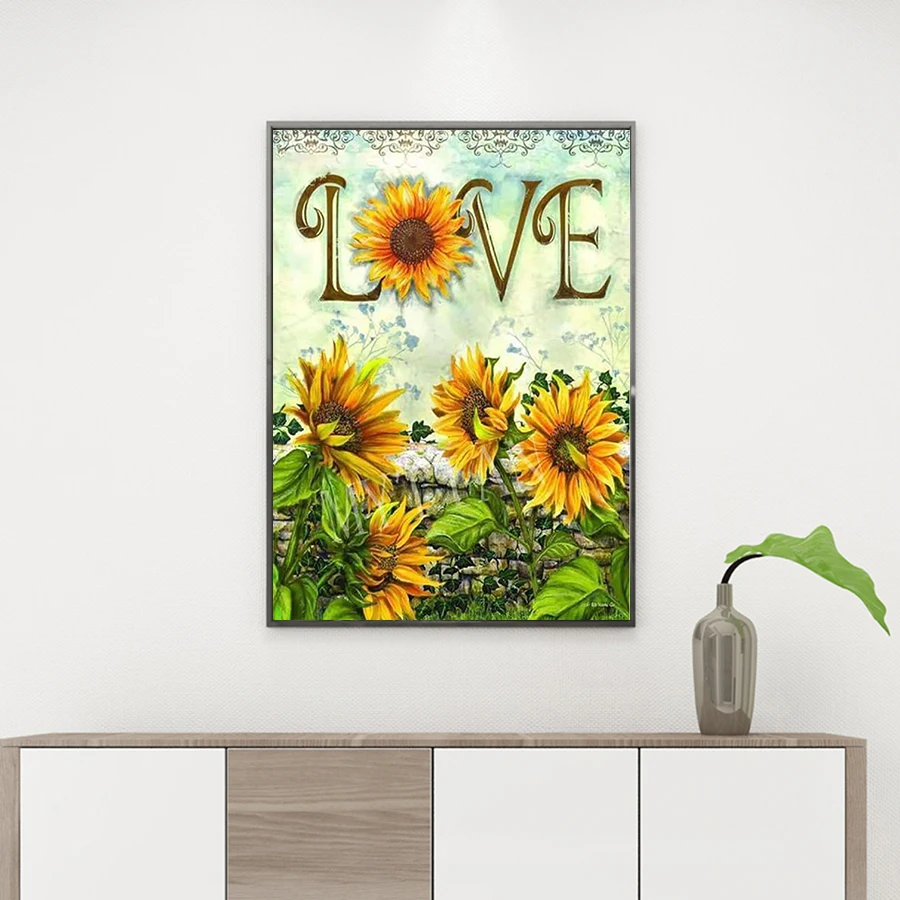 5D алмазная картина полная дрель любовь и Алмазная мозаика Подсолнечник Продажа