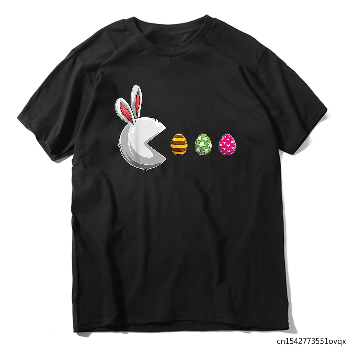 

Unisex Happy Easter Day Bunny Egg Bunny Eat Egg Easter Funny Men's Short Sleeve T-Shirt Streetwear Soft Tee