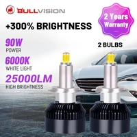 bullvision led h1 headlight bulbs 25000lm high bright h7 9012 hir2 h11 9005 9006 hb3 hb4 h8 h9 360 degree csp chip 6000k 90w 12v