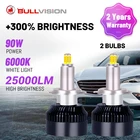 Светодиодные лампы для фар Bullvision H1 25000LM высокой яркости H7 9012 HIR2 H11 9005 9006 HB3 HB4 H8 H9 360 градусов CSP Чип 6000K 90W 12V