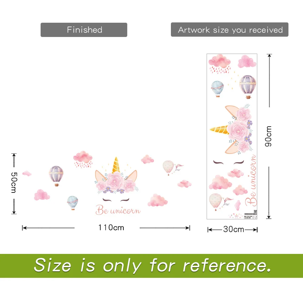 Cute Cartoon Wall Stickers: Fantasy Unicorn Pattern for Girly-Styled Baby Bedroom and Home Decoration (QT1569) image 4