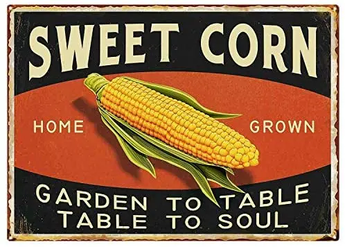 

Sweet Corn Retro Poster Retro Tin Sign for Street Garage Home Store Wall Decoration Crafts Metal Tin Sign 8x12inch