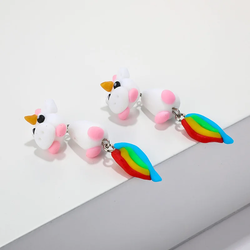Милые серьги из полимерной глины с единорогом для женщин модные ювелирные