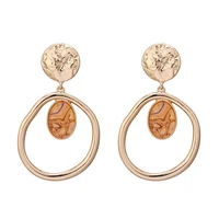 ornapeadia simple fashion ol earrings for women girls geometric niche irregular round gold turquoise pendant earrings