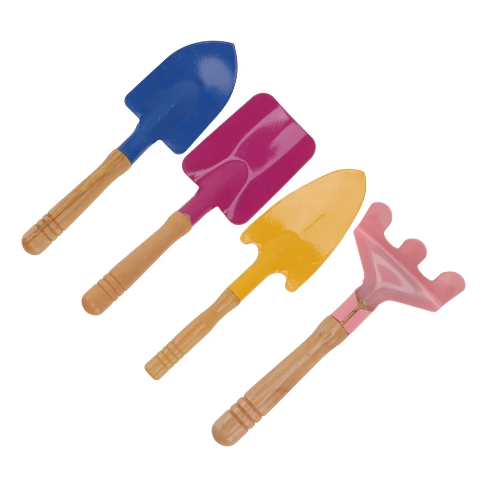

4Pcs Kids Garden Tools Accessories Iron Shovel Rake Tools for Garden Flowerpot