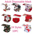 Маска для косплея, одноразовая маска для лица для взрослых, новый год 2022, Рождество, Санта, Рождество, печатные 3-слойные маски с ушными петлями, тушь для ресниц