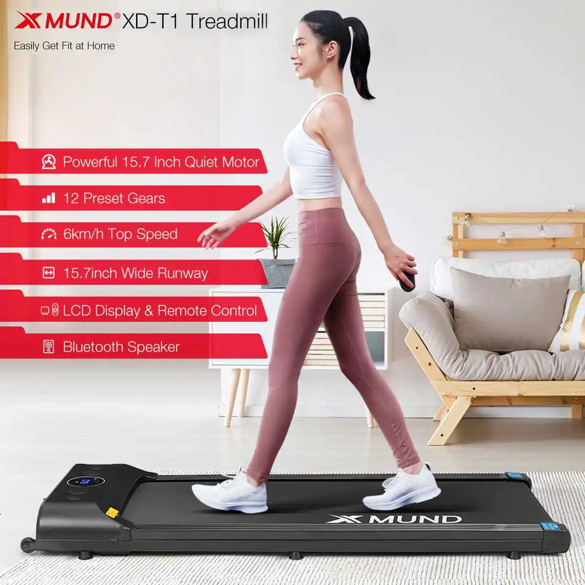

Home Tablet Treadmill Walking Pad Mute LCD Display Remote Control Bluetooth Speaker Home Fitness Equipment Flat Treadmill EU US